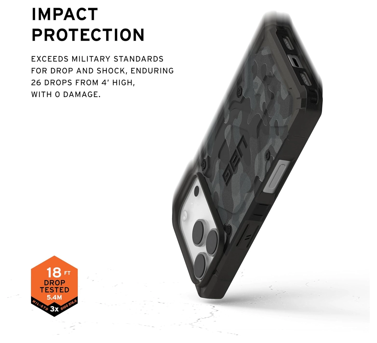 UAG Pathfinder iPhone 17 Pro Hoesje MagSafe Back Cover Camo Zwart afbeelding 4
