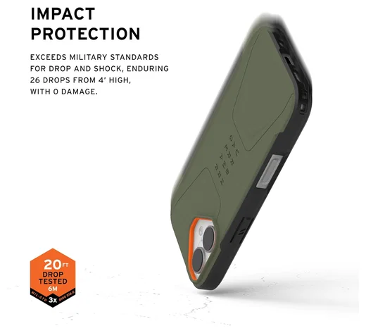 UAG Civilian Apple iPhone 17 Hoesje MagSafe Back Cover Groen Oranje afbeelding 5