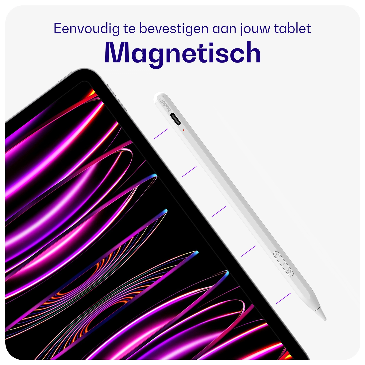 Buddi Flow 2 Universele Stylus Pen voor Android en iPad Wit afbeelding 7
