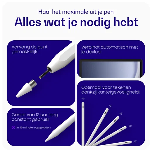 Buddi Flow 2 Universele Stylus Pen voor Android en iPad Wit afbeelding 6