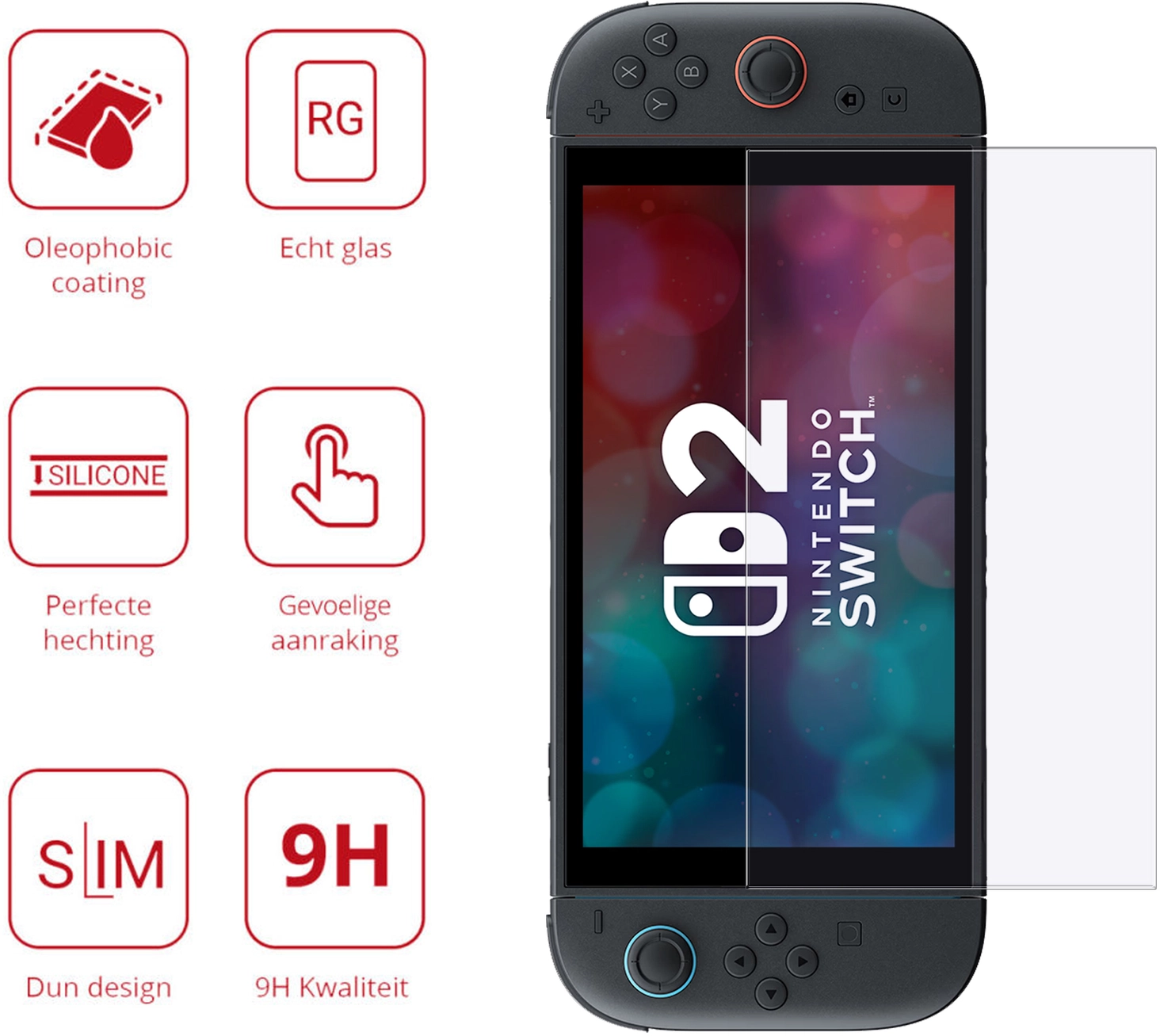 Rosso Nintendo Switch 2 9H Tempered Glass Screen Protector afbeelding 2
