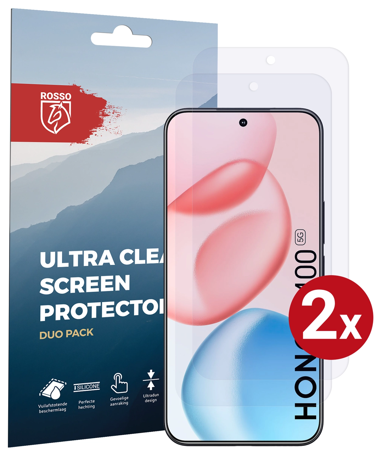 Rosso Honor 400 Screen Protector Case Friendly Folie Duo Pack afbeelding 1