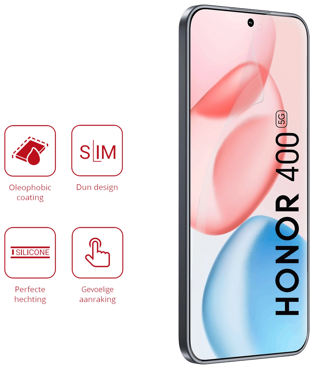 Rosso Honor 400 Screen Protector Case Friendly Folie Duo Pack afbeelding 2
