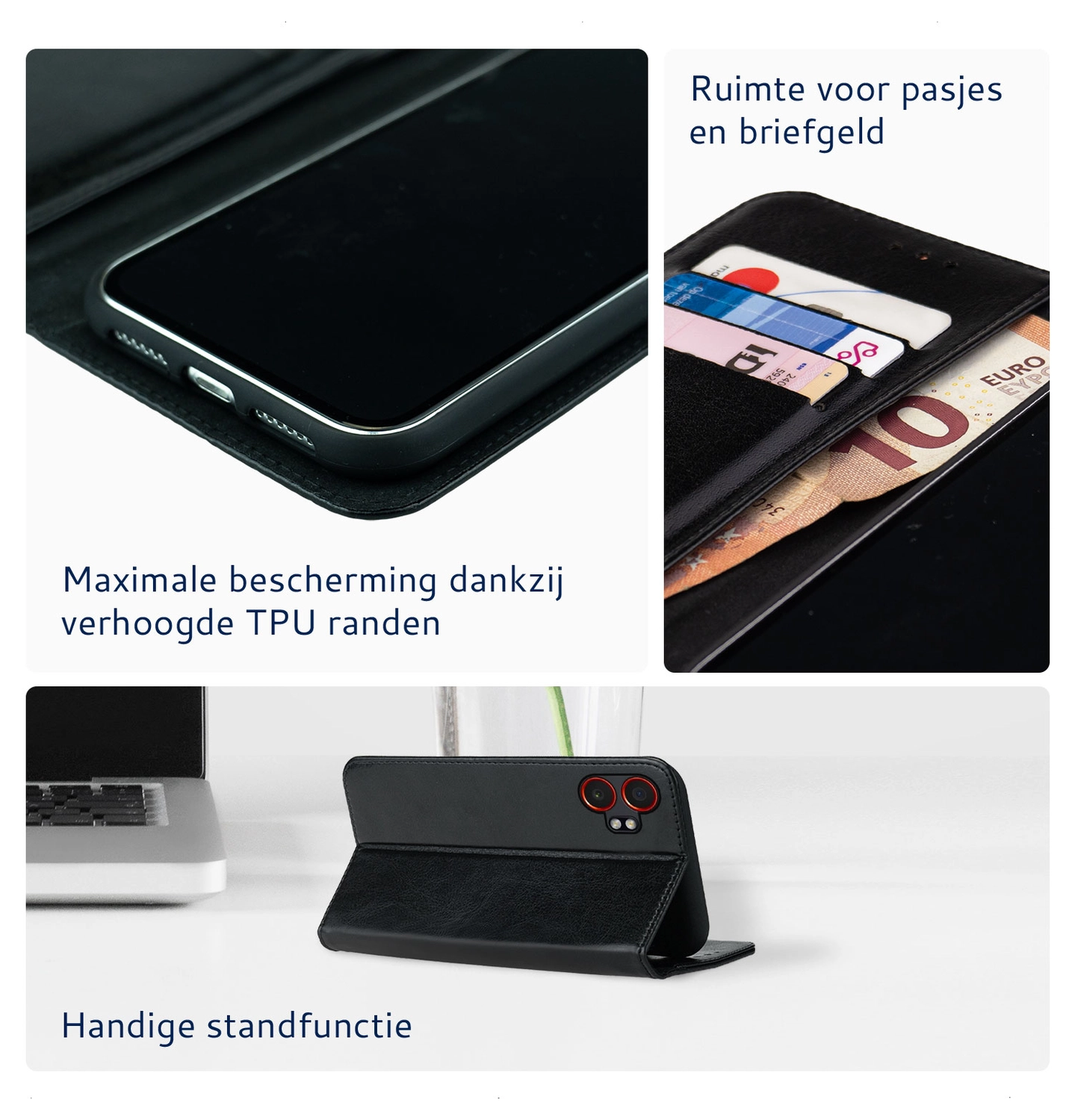 Rosso Element Samsung Galaxy Xcover 7 Pro Hoesje Book Case Wallet Zwart afbeelding 3
