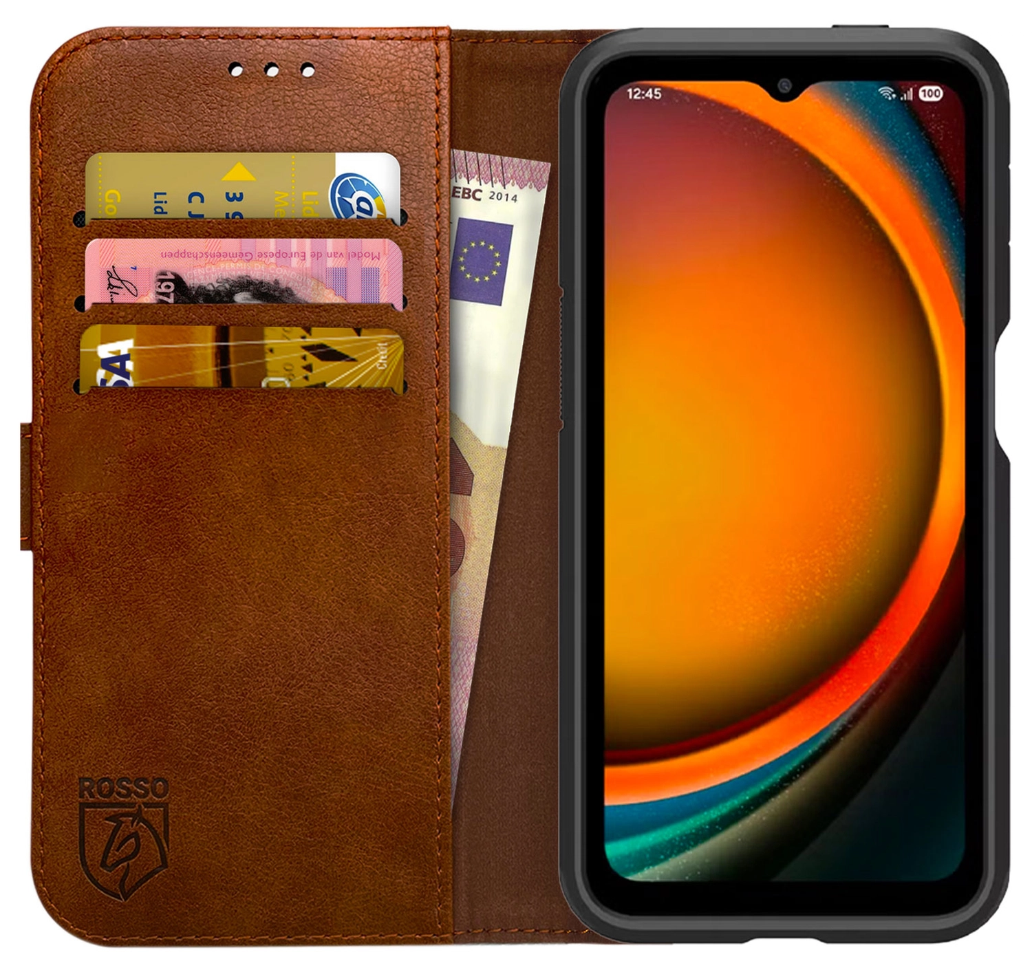 Rosso Element Samsung Galaxy Xcover 7 Pro Hoesje Book Case Wallet Bruin afbeelding 1