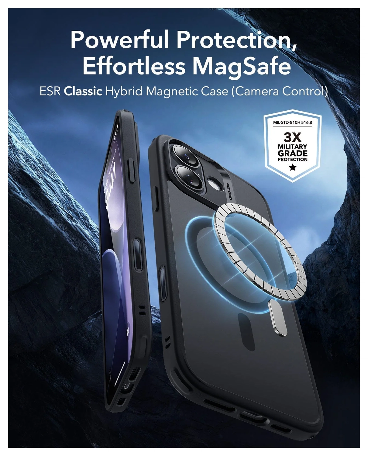 ESR Classic Hybrid iPhone 17 Hoesje MagSafe Back Cover Frosted Zwart afbeelding 4