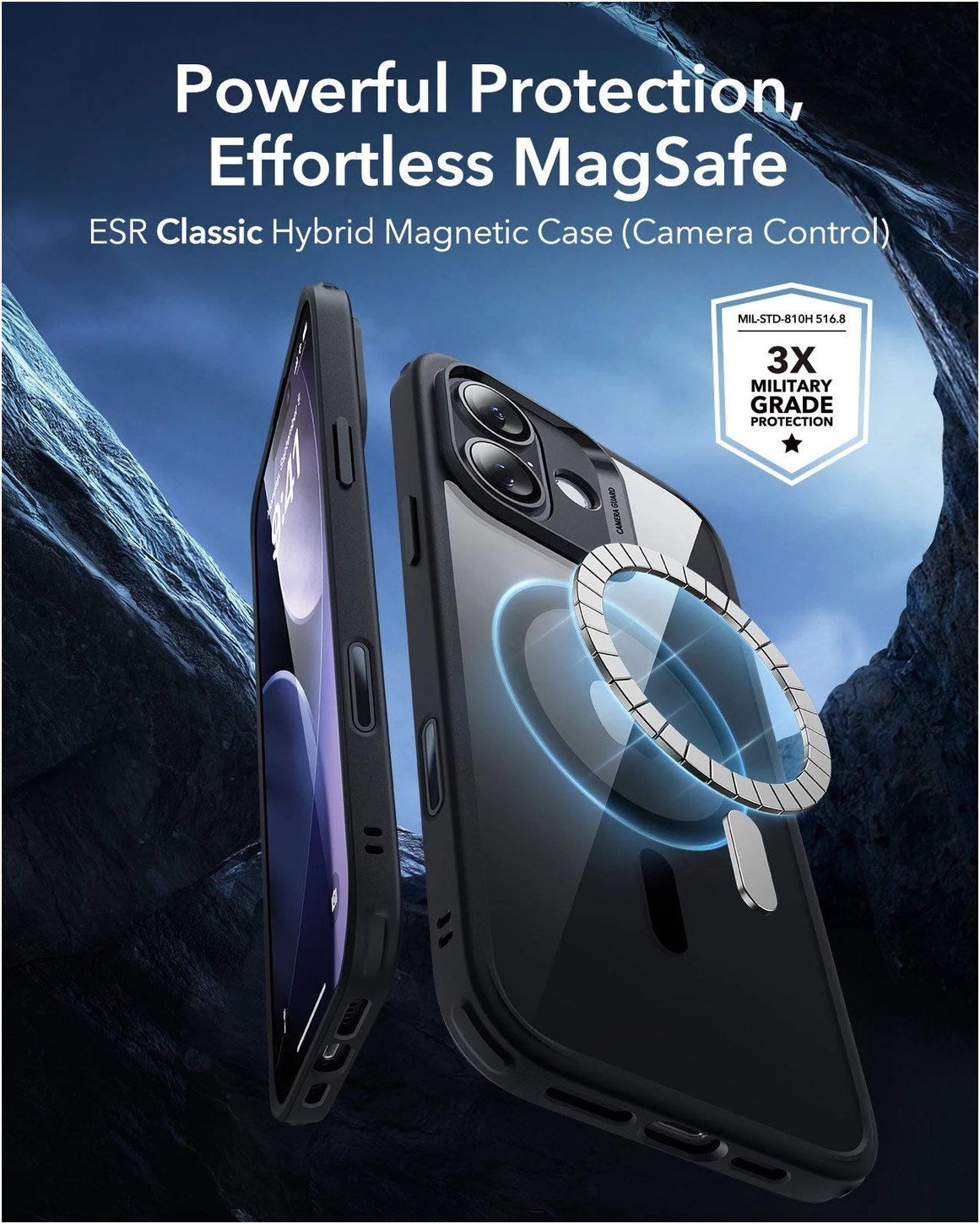 ESR Classic Hybrid iPhone 17 Hoesje MagSafe Back Cover Transparant Zwart afbeelding 2