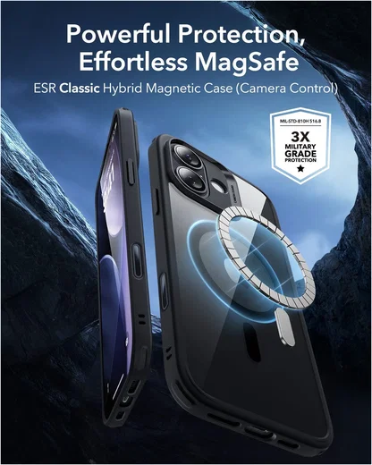 ESR Classic Hybrid iPhone 17 Hoesje MagSafe Back Cover Transparant Zwart afbeelding 2