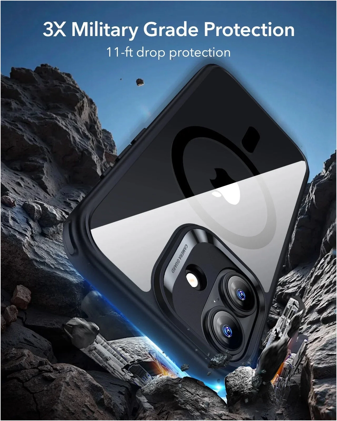 ESR Classic Hybrid iPhone 17 Hoesje MagSafe Back Cover Transparant Zwart afbeelding 5
