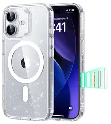 ESR Classic Hybrid iPhone 17 Hoesje MagSafe Back Cover Glitter Transparant afbeelding
