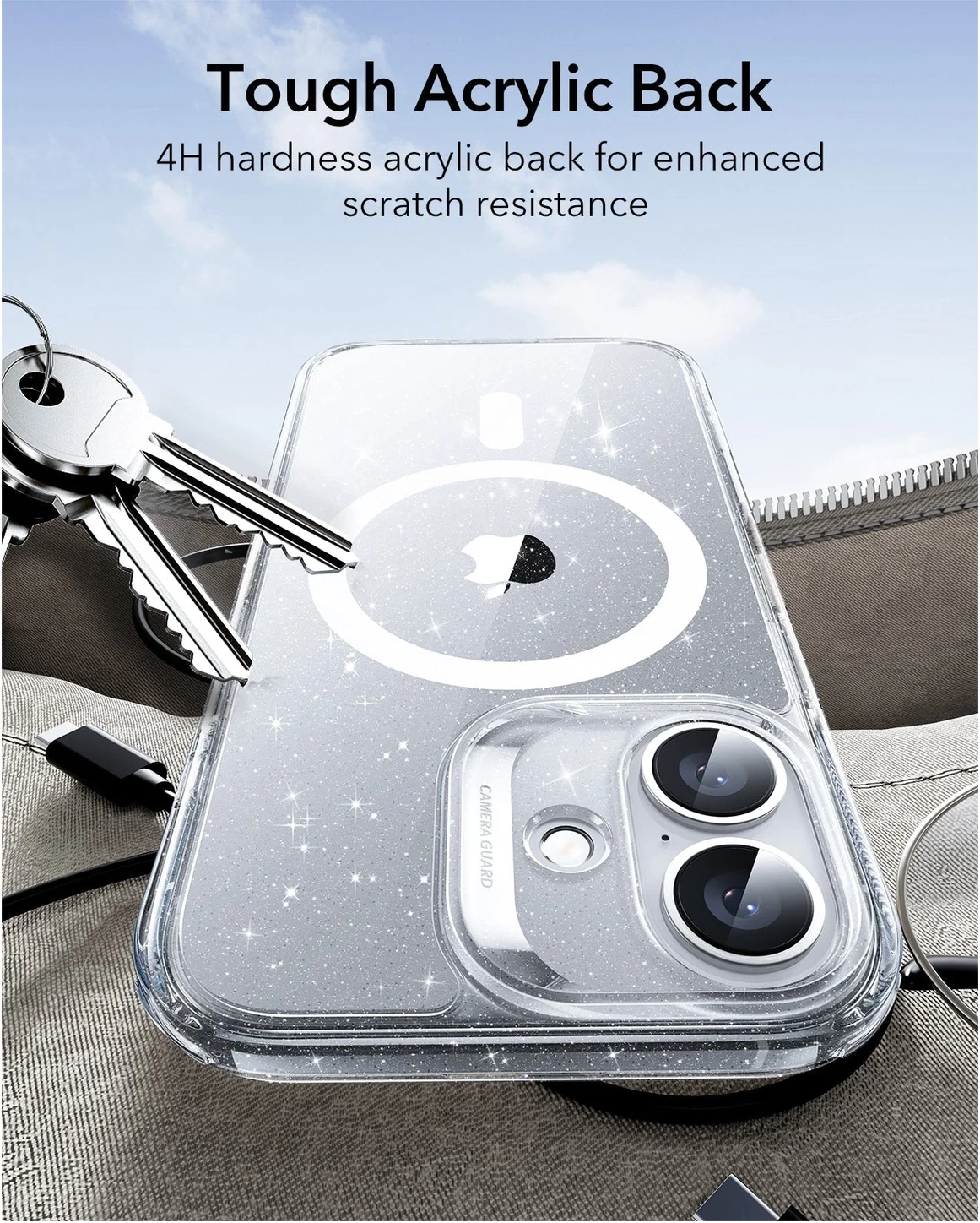 ESR Classic Hybrid iPhone 17 Hoesje MagSafe Back Cover Glitter Transparant afbeelding 6