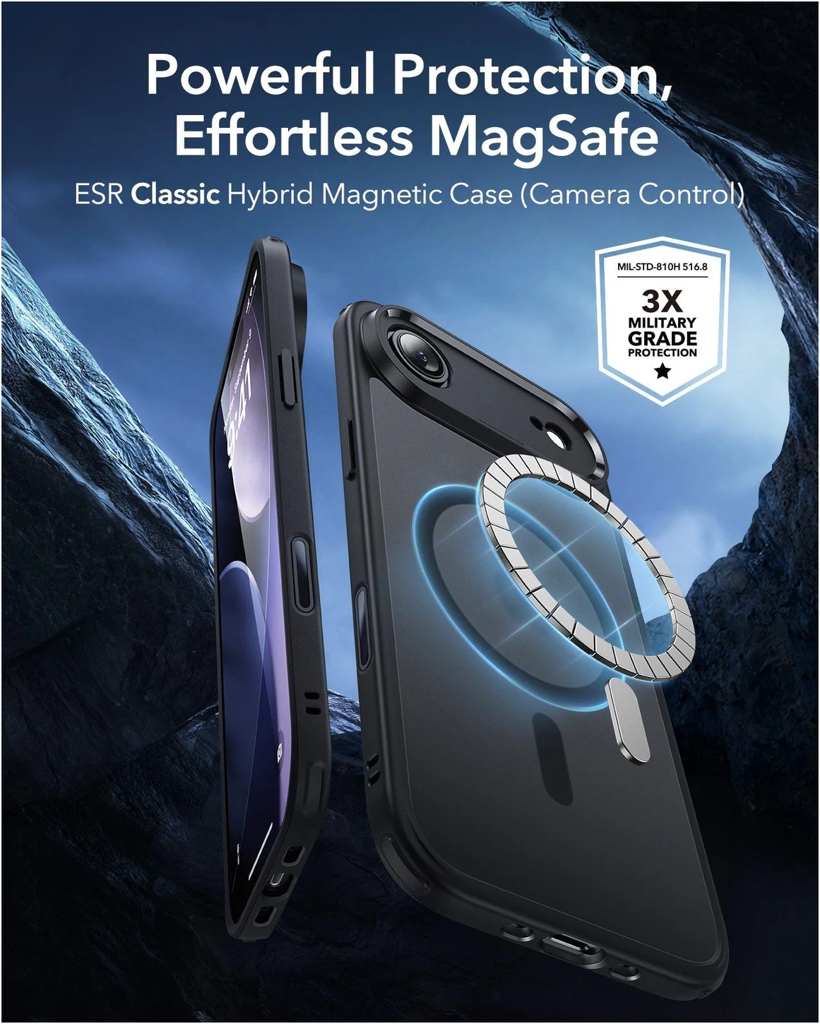 ESR Classic Hybrid iPhone Air Hoesje MagSafe Back Cover Frosted Zwart afbeelding 2