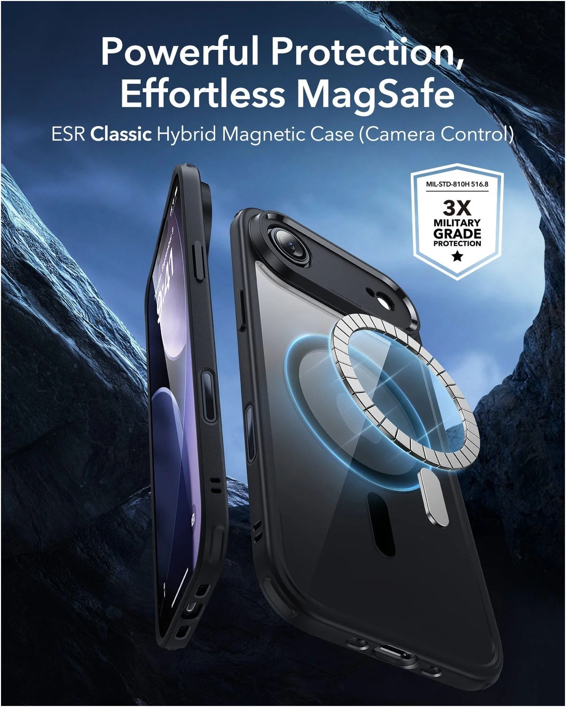 ESR Classic Hybrid iPhone Air Hoesje MagSafe Back Cover Transparant Zwart afbeelding 2