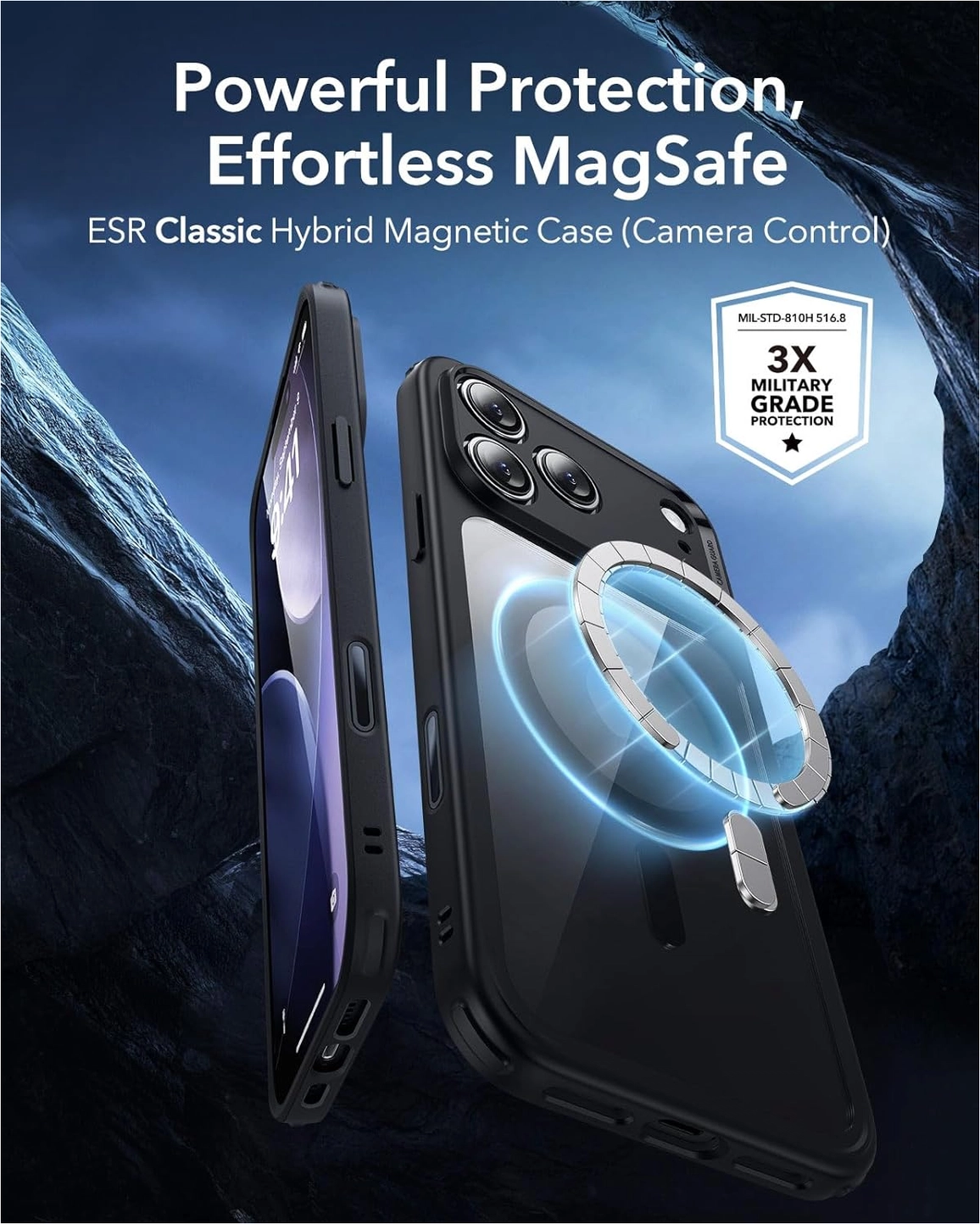 ESR Classic Hybrid iPhone 17 Pro Hoesje MagSafe Back Cover Transparant Zwart afbeelding 5