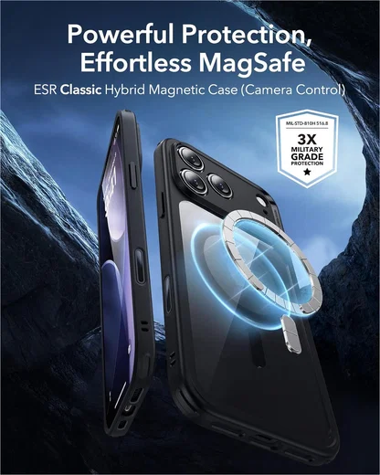 ESR Classic Hybrid iPhone 17 Pro Hoesje MagSafe Back Cover Transparant Zwart afbeelding 5