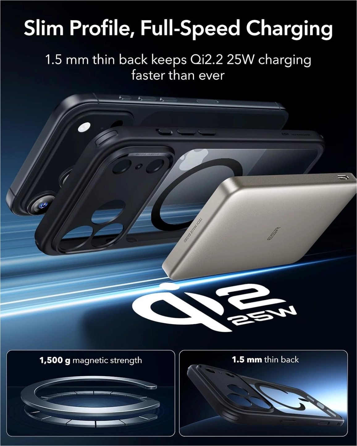 ESR Classic Hybrid iPhone 17 Pro Hoesje MagSafe Back Cover Transparant Zwart afbeelding 8