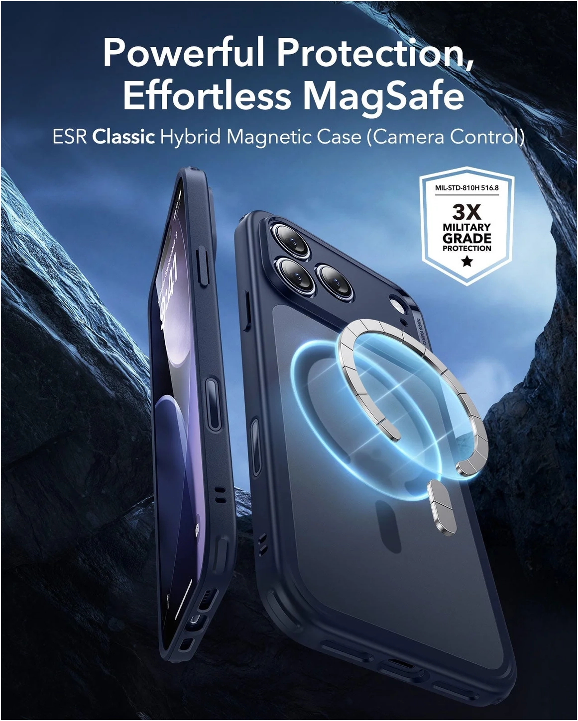 ESR Classic Hybrid iPhone 17 Pro Hoesje MagSafe Back Cover Blauw afbeelding 2