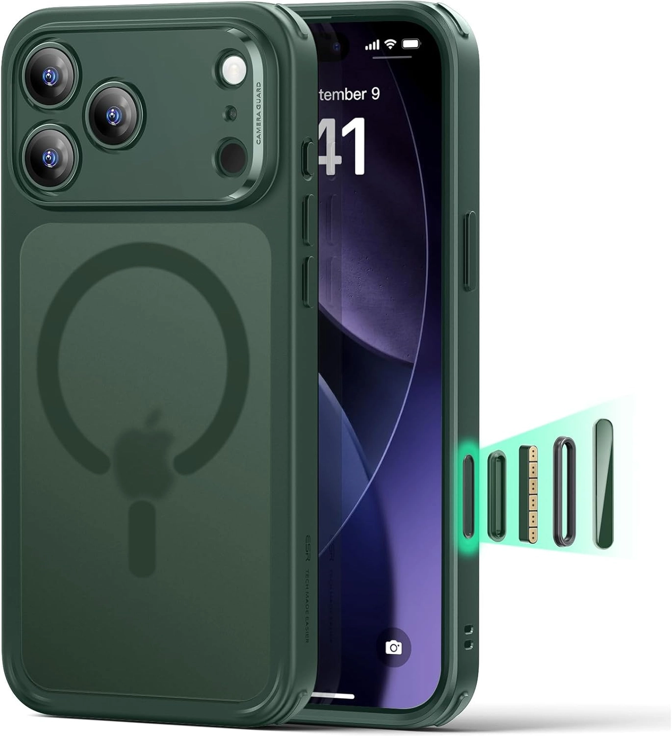 ESR Classic Hybrid iPhone 17 Pro Hoesje MagSafe Back Cover Groen afbeelding 1
