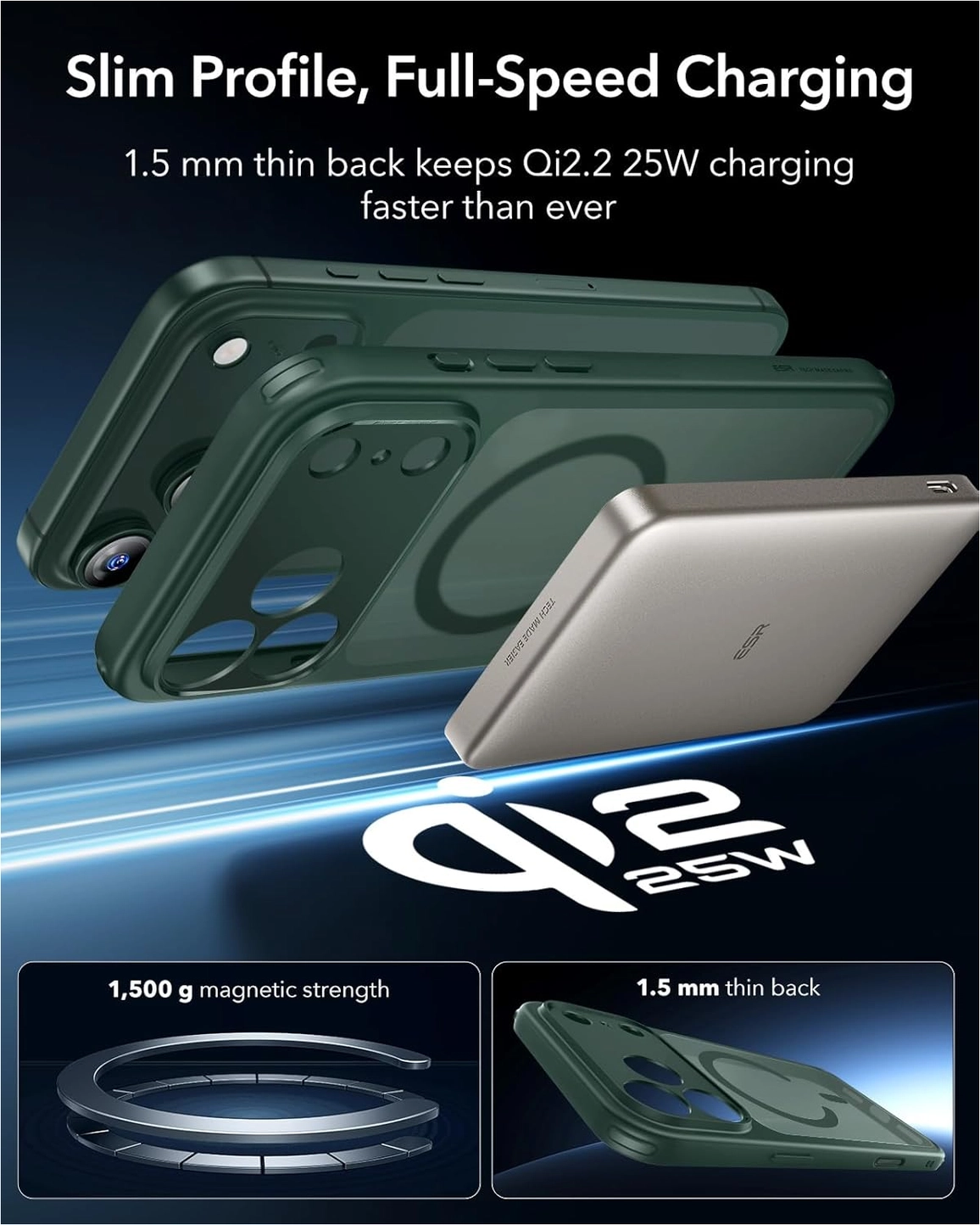 ESR Classic Hybrid iPhone 17 Pro Hoesje MagSafe Back Cover Groen afbeelding 6