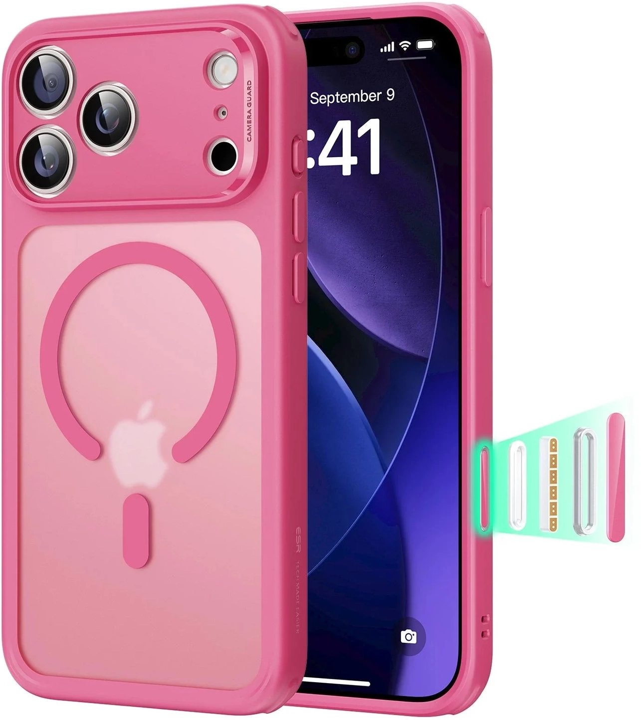 ESR Classic Hybrid iPhone 17 Pro Hoesje MagSafe Back Cover Roze afbeelding 1