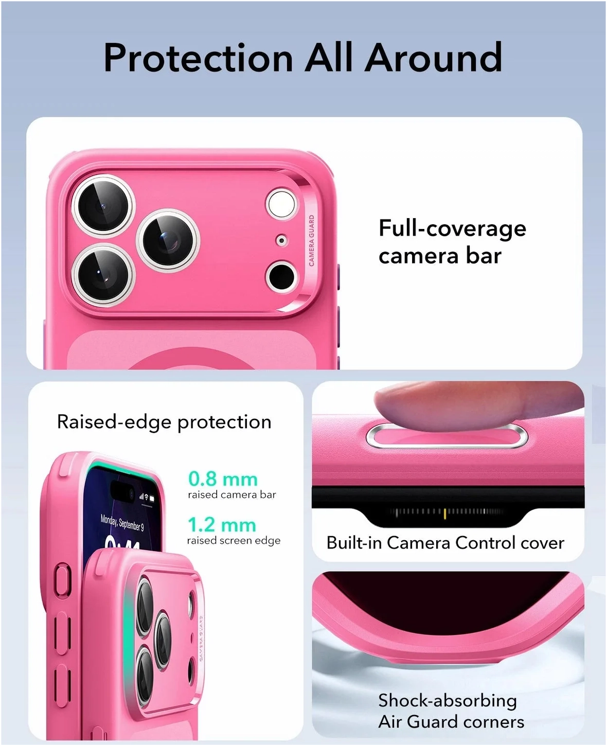 ESR Classic Hybrid iPhone 17 Pro Hoesje MagSafe Back Cover Roze afbeelding 4