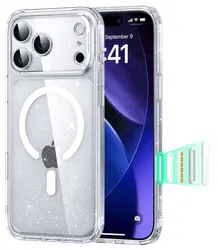 ESR Classic Hybrid iPhone 17 Pro Hoesje MagSafe Back Cover Glitter Transparant afbeelding
