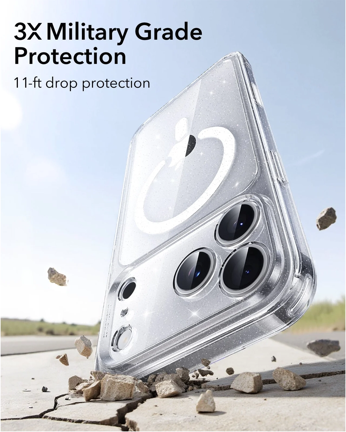 ESR Classic Hybrid iPhone 17 Pro Hoesje MagSafe Back Cover Glitter Transparant afbeelding 5