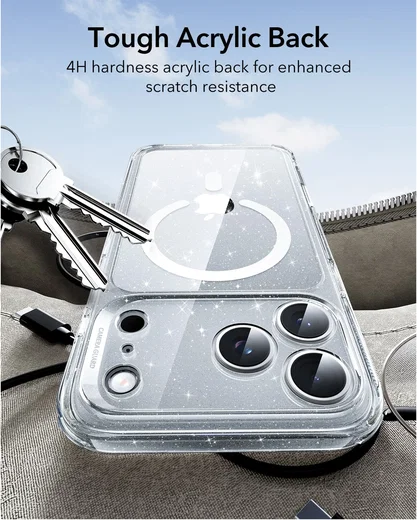 ESR Classic Hybrid iPhone 17 Pro Hoesje MagSafe Back Cover Glitter Transparant afbeelding 6