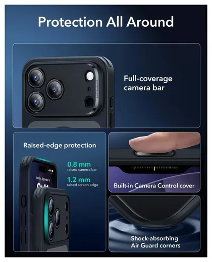 ESR Classic Hybrid iPhone 17 Pro Max Hoesje MagSafe Back Cover Frosted Zwart afbeelding 4