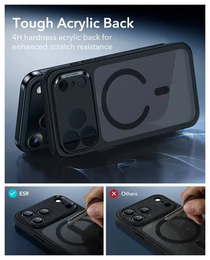 ESR Classic Hybrid iPhone 17 Pro Max Hoesje MagSafe Back Cover Frosted Zwart afbeelding 6