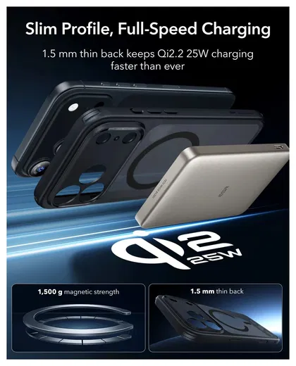 ESR Classic Hybrid iPhone 17 Pro Max Hoesje MagSafe Back Cover Frosted Zwart afbeelding 8