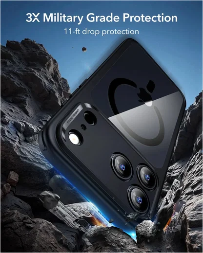 ESR Classic Hybrid iPhone 17 Pro Max Hoesje MagSafe Back Cover Transparant Zwart afbeelding 5