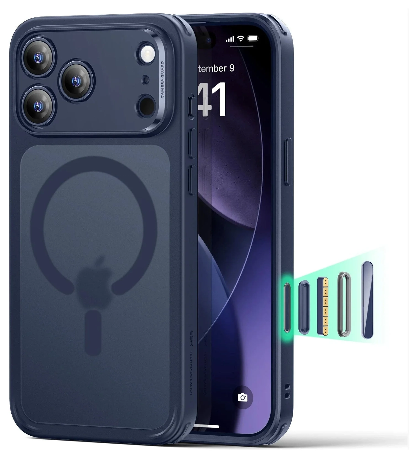 ESR Classic Hybrid iPhone 17 Pro Max Hoesje MagSafe Back Cover Blauw afbeelding 1