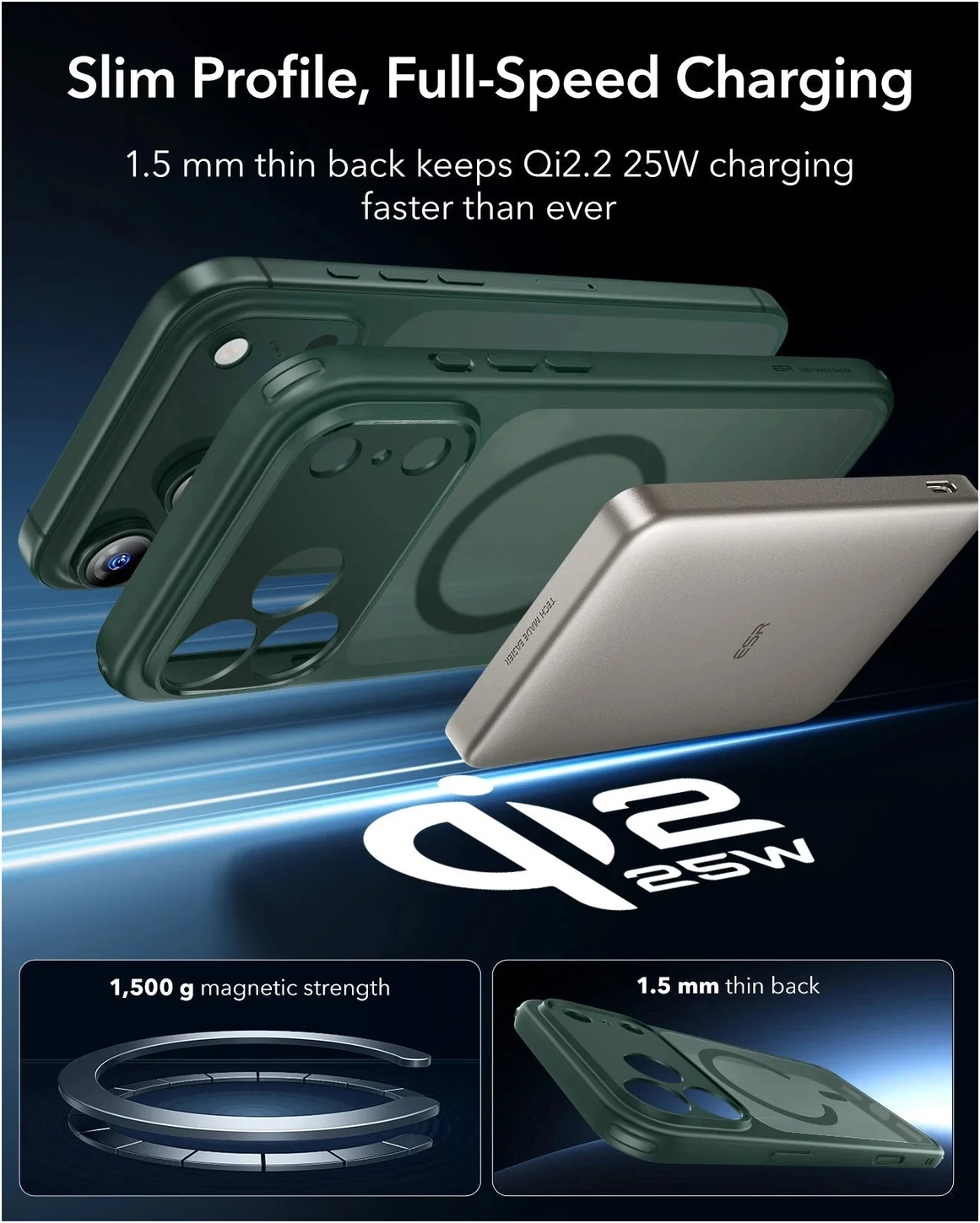 ESR Classic Hybrid iPhone 17 Pro Max Hoesje MagSafe Back Cover Groen afbeelding 8