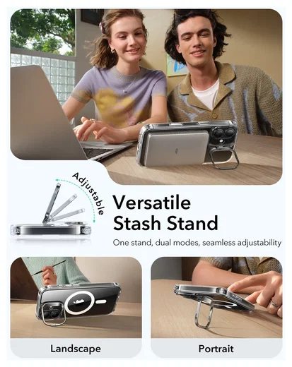 ESR Classic Hybrid MagSafe iPhone 17 Hoesje Stand Back Cover Transparant afbeelding 5