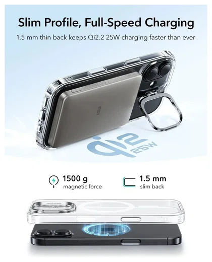 ESR Classic Hybrid MagSafe iPhone 17 Hoesje Stand Back Cover Transparant afbeelding 8
