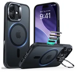 ESR Classic Hybrid MagSafe iPhone 17 Hoesje Stand Back Cover Frosted Zwart afbeelding