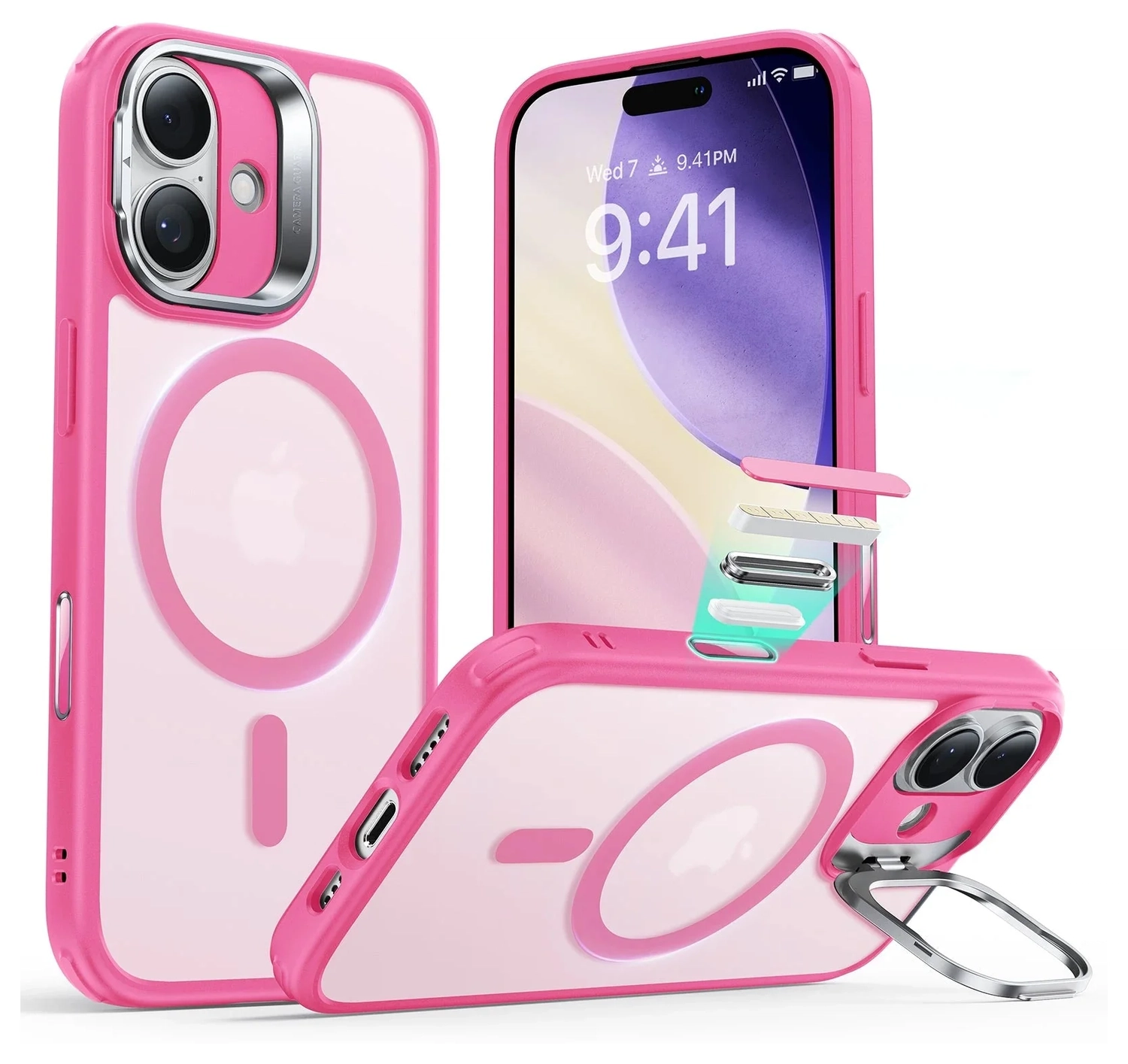 ESR Classic Hybrid MagSafe iPhone 17 Hoesje Stand Back Cover Roze afbeelding 1