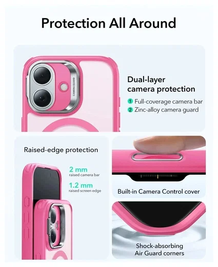 ESR Classic Hybrid MagSafe iPhone 17 Hoesje Stand Back Cover Roze afbeelding 4