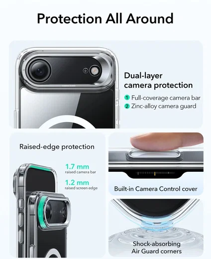 ESR Classic Hybrid MagSafe iPhone Air Hoesje Stand Transparant afbeelding 4