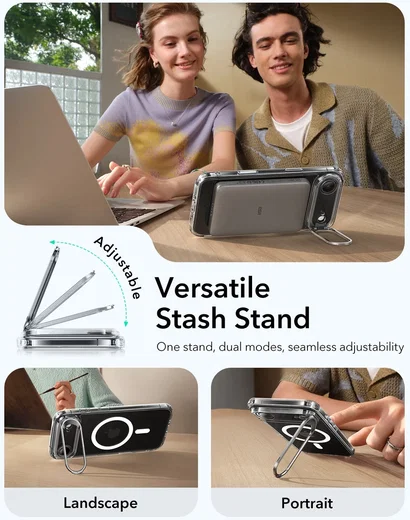 ESR Classic Hybrid MagSafe iPhone Air Hoesje Stand Transparant afbeelding 5