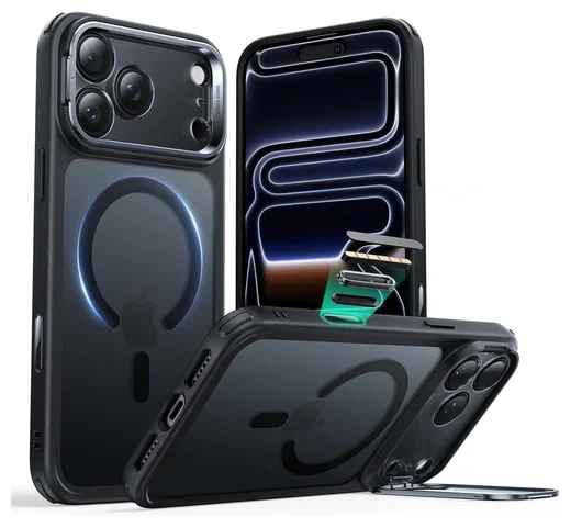 ESR Classic Hybrid MagSafe iPhone 17 Pro Hoesje Stand Frosted Zwart afbeelding 2