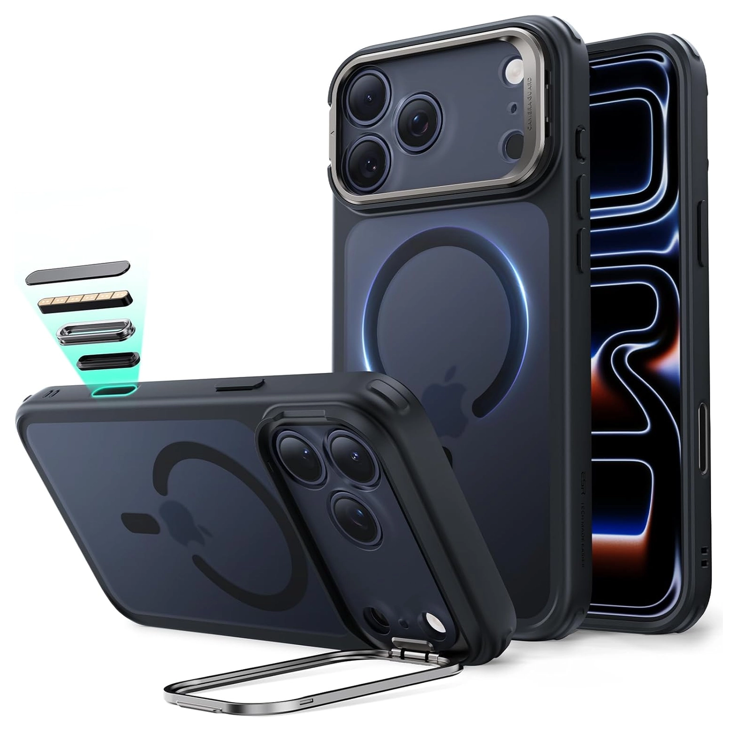 ESR Classic Hybrid MagSafe iPhone 17 Pro Hoesje Stand Frosted Zwart afbeelding 1