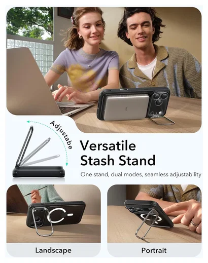 ESR Classic Hybrid MagSafe iPhone 17 Pro Hoesje Stand Transparant Zwart afbeelding 6
