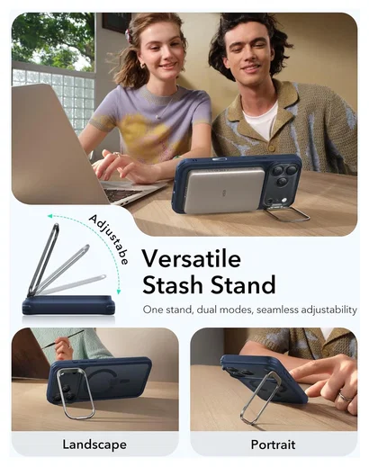 ESR Classic Hybrid MagSafe iPhone 17 Pro Hoesje Stand Blauw afbeelding 6