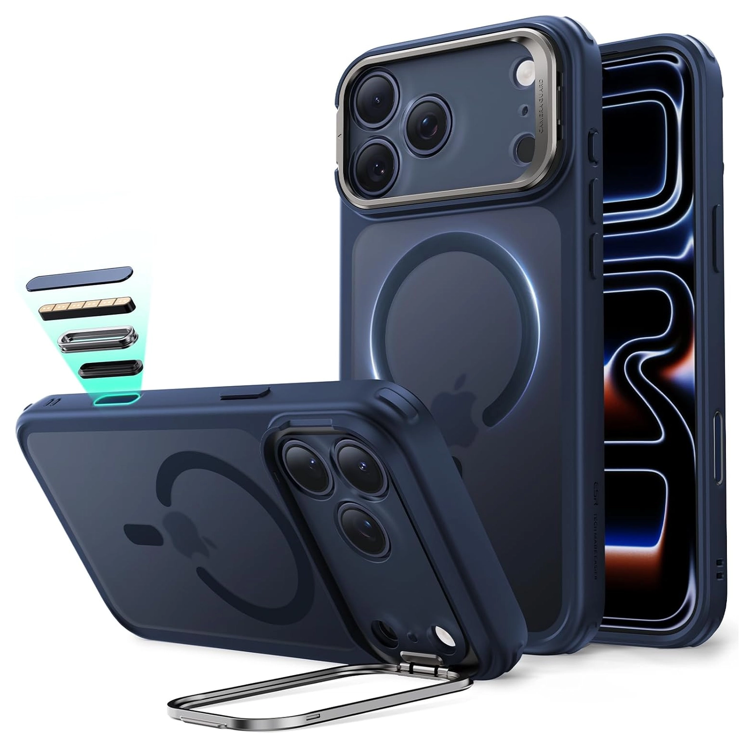 ESR Classic Hybrid MagSafe iPhone 17 Pro Hoesje Stand Blauw afbeelding 1