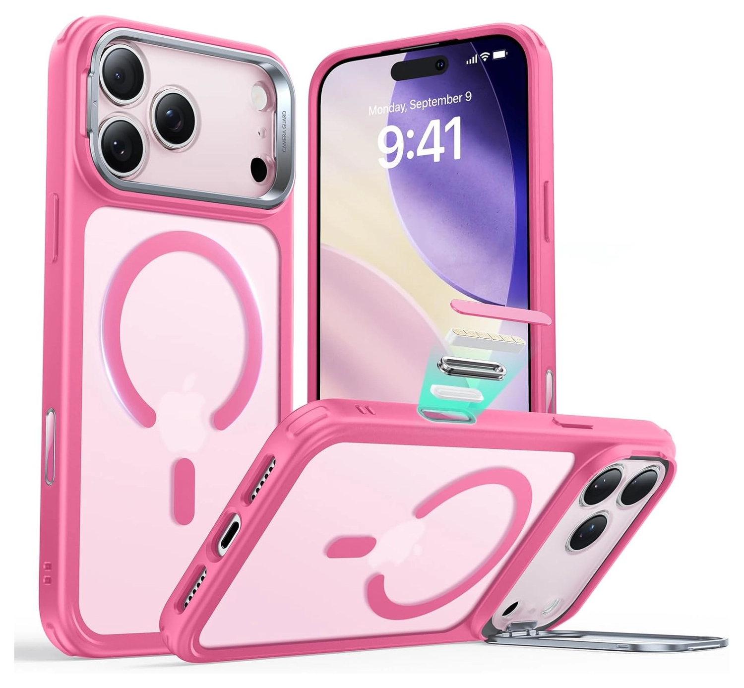 ESR Classic Hybrid MagSafe iPhone 17 Pro Hoesje Stand Roze afbeelding 2