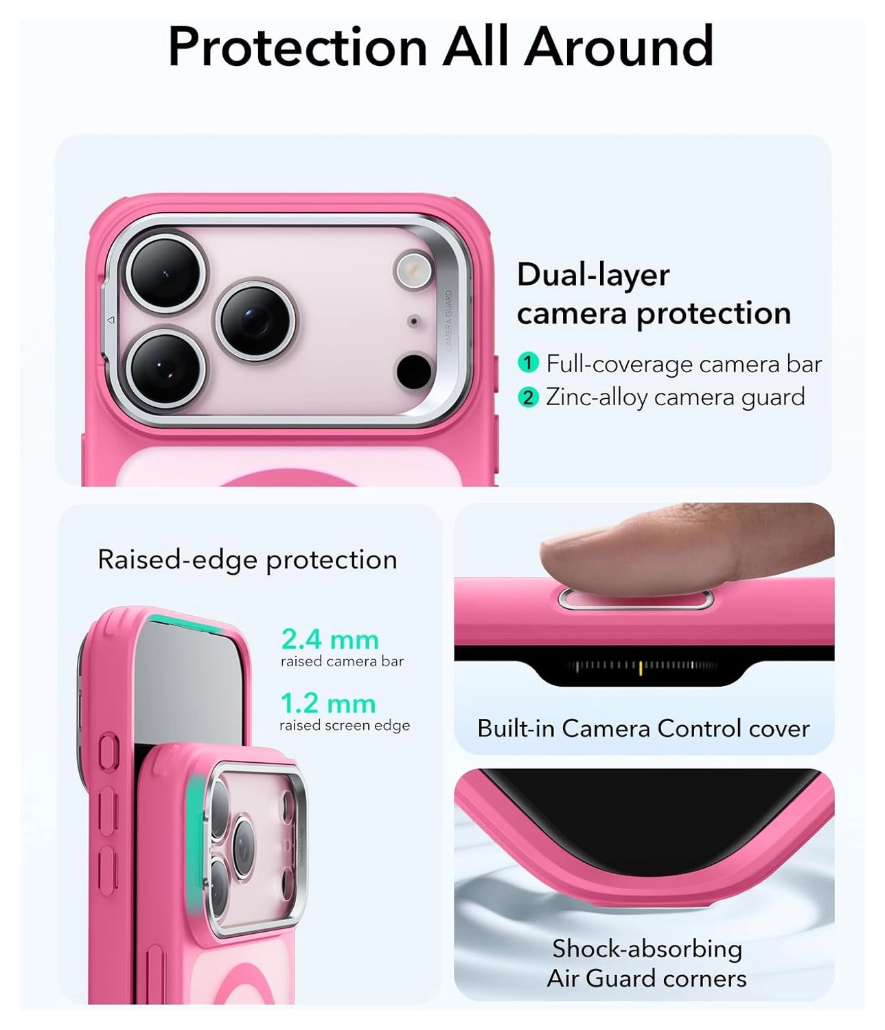 ESR Classic Hybrid MagSafe iPhone 17 Pro Hoesje Stand Roze afbeelding 4
