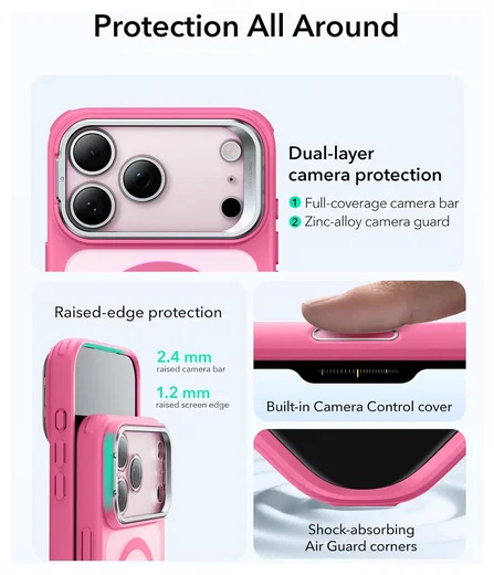 ESR Classic Hybrid MagSafe iPhone 17 Pro Hoesje Stand Roze afbeelding 4