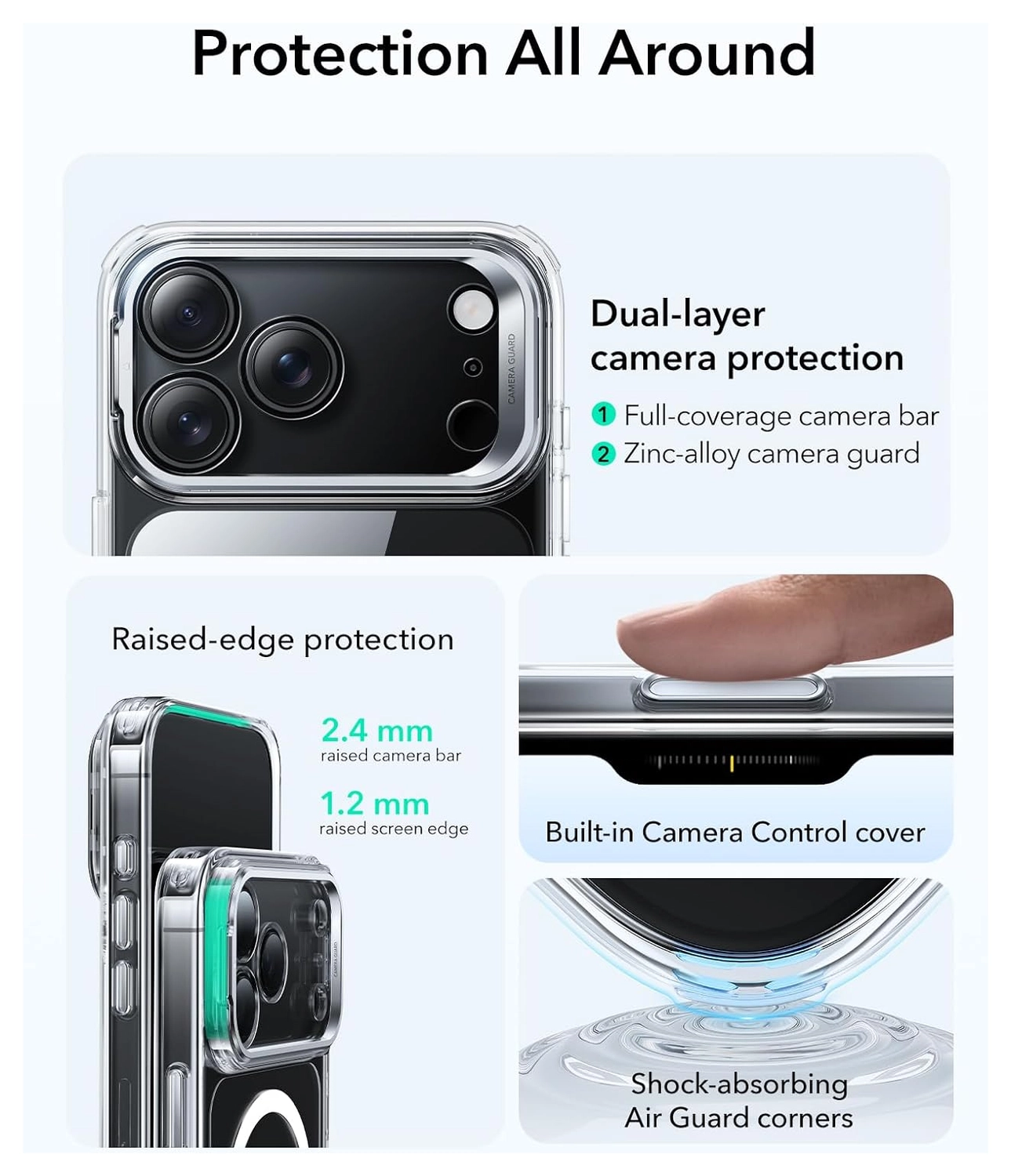 ESR Classic Hybrid MagSafe iPhone 17 Pro Max Hoesje Stand Transparant afbeelding 6